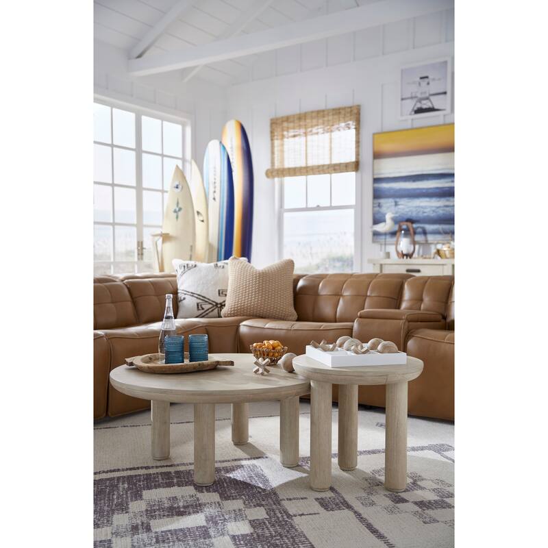 Salt Life Home Sunset Cove Sanibel Brown Nesting Cocktail Table with Casters - 38''W x 38''D x 16''H - 38''W x 38''D x 16''H