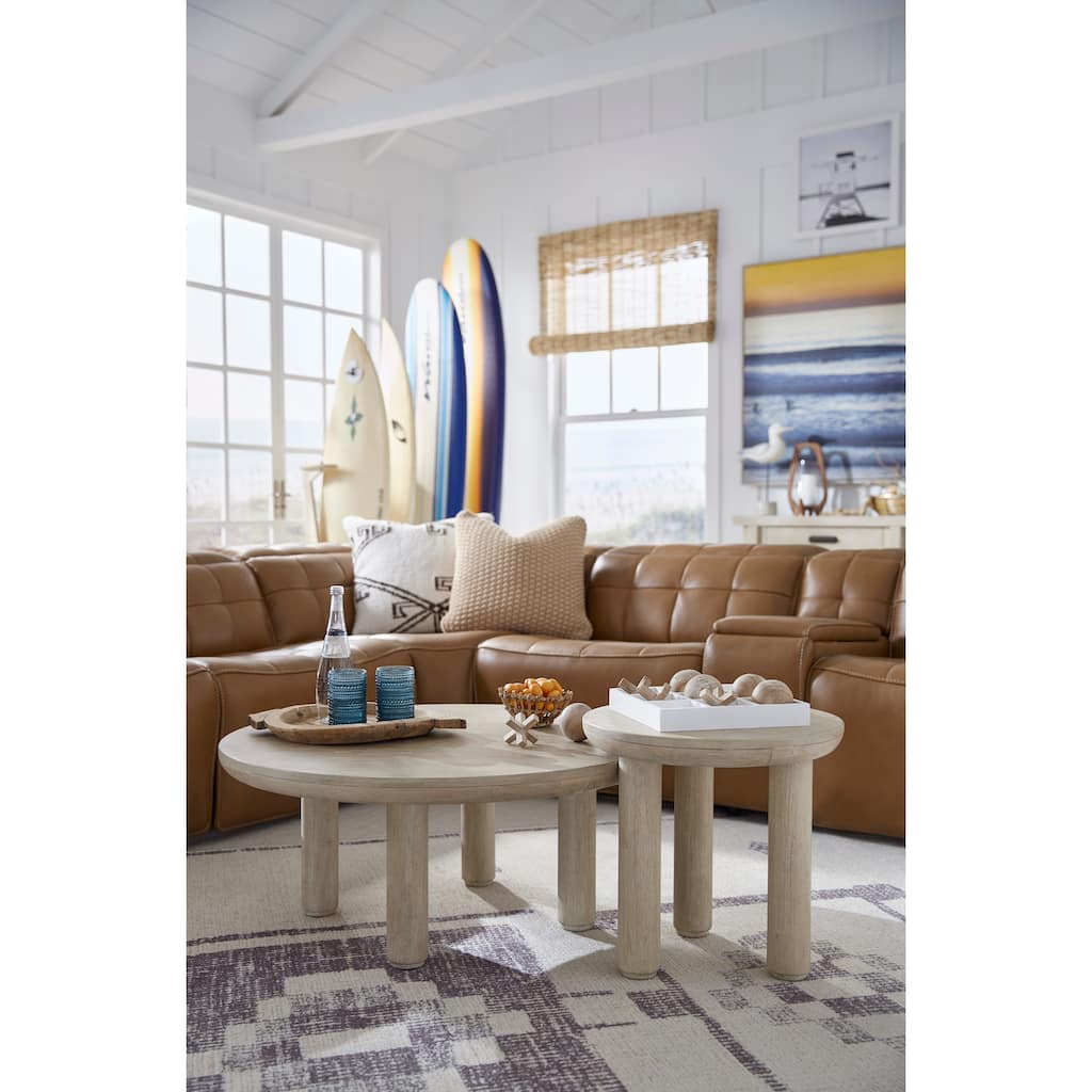 Salt Life Home Sunset Cove Sanibel Brown Nesting Cocktail Table with Casters - 38''W x 38''D x 16''H