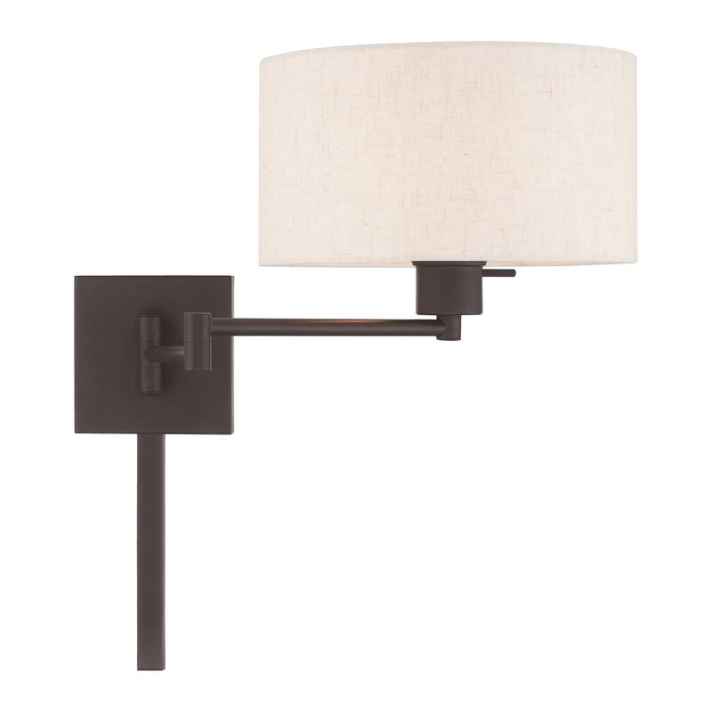 Livex Lighting 1-Light Drum Shade Swing Arm Wall Lamp, 40037