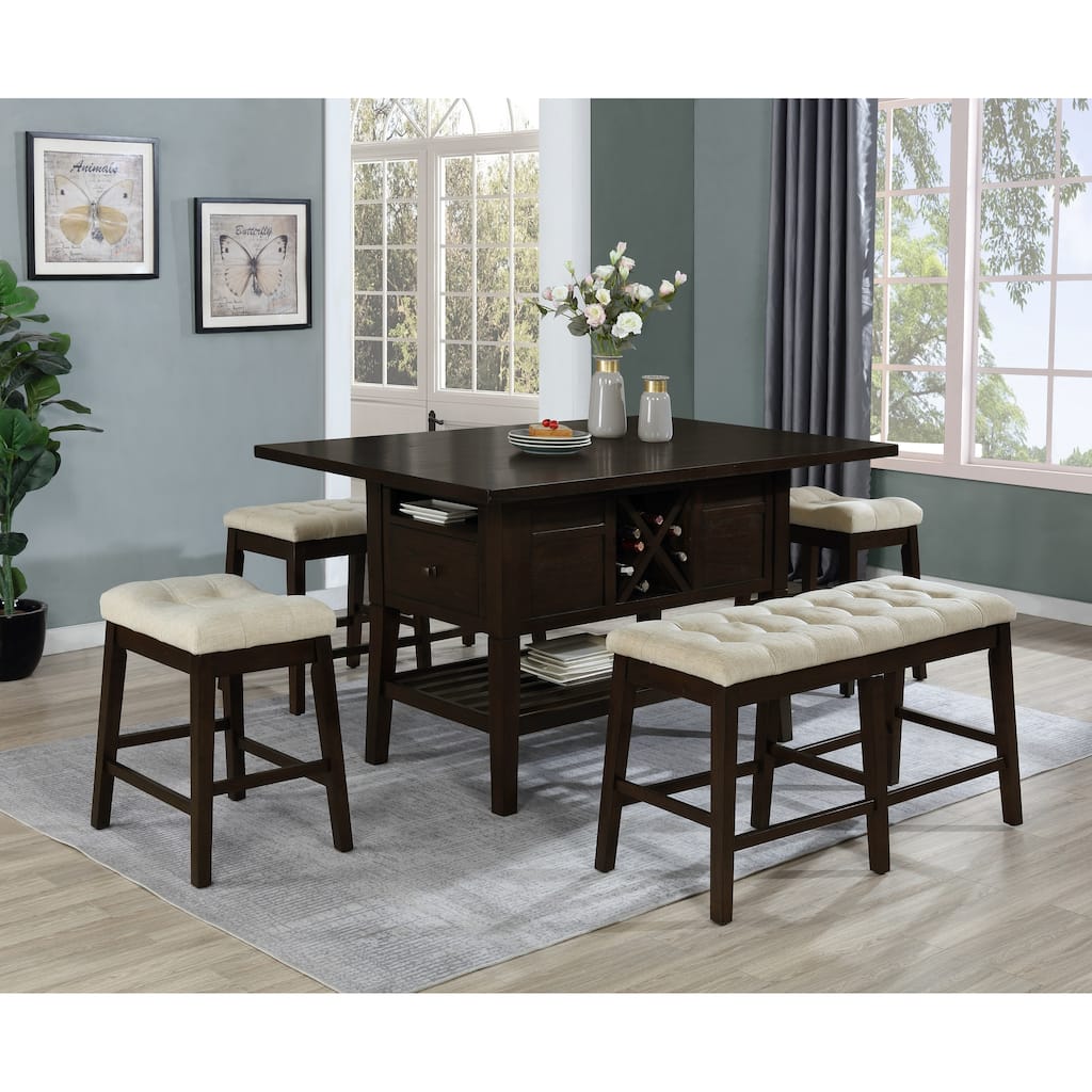 Best Quality Furniture Rustic Style 5-Piece Counter Dining Set