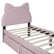 preview thumbnail 41 of 56, Upholstered Platform Bed with Cartoon Ear Headboard and Drawers