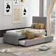preview thumbnail 1 of 7, Twin Linen Upholstered Platform Bed with Headboard and Trundle Grey - Twin