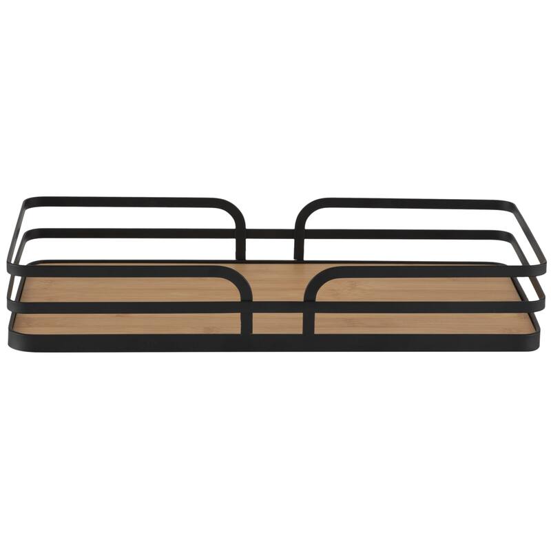 Simplify Modern Bamboo Vanity Tray in Matte Black
