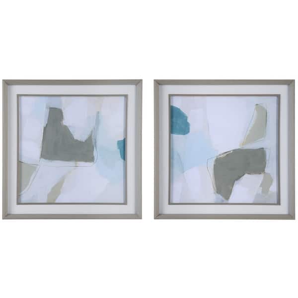 slide 2 of 8, Uttermost Mist Shapes Framed Prints, Set/2