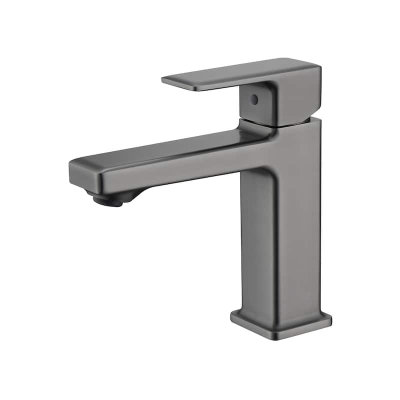 Single Handle Bathroom Faucet for 1 Hole Vanity Sink - 7.08" x 1.77" x 7.24" - Grey