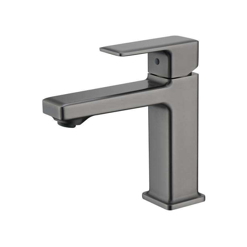 Single Hole Bathroom Faucet,Laundry Vanity Sink Faucet with Two 9/16" Hoses - Gray