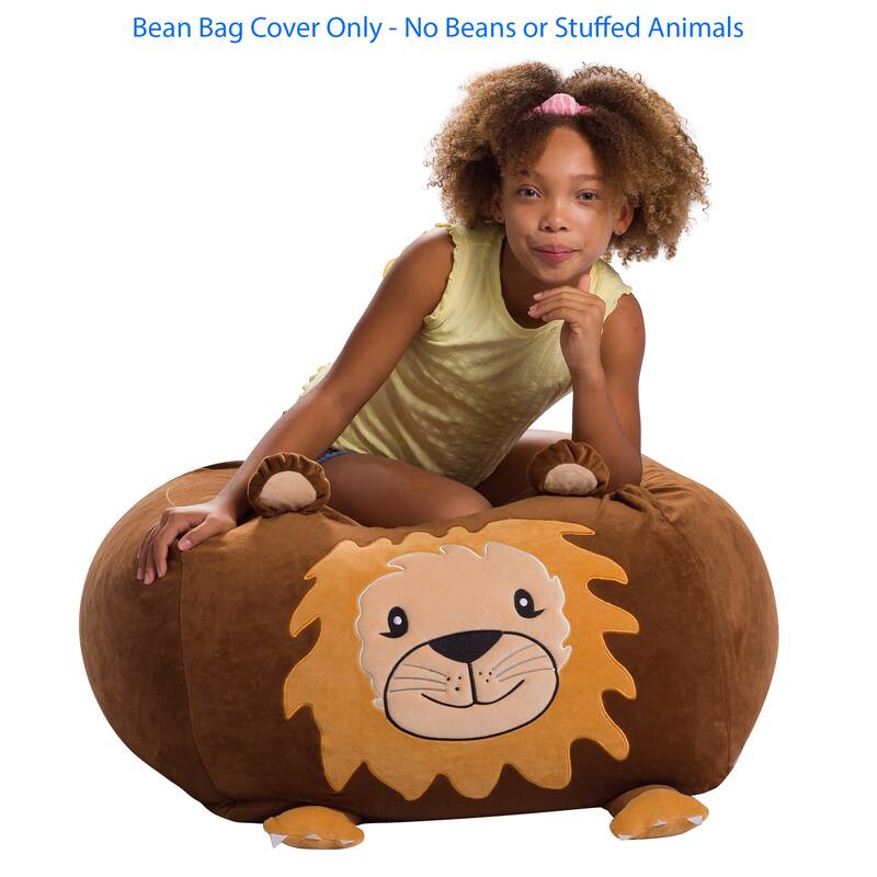 Stuffed Animal Storage Bean Bag Chair Cover only for Kids, Toy Holder