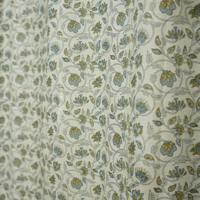 Fabdivine Floral Soft Linen Blend Fabric Kitchen Living Room Window Home Accent Décor Curtain