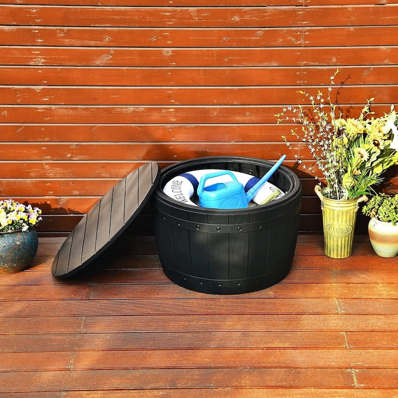 33 Gallon Round Outdoor Storage Waterproof Deck Box - N/A
