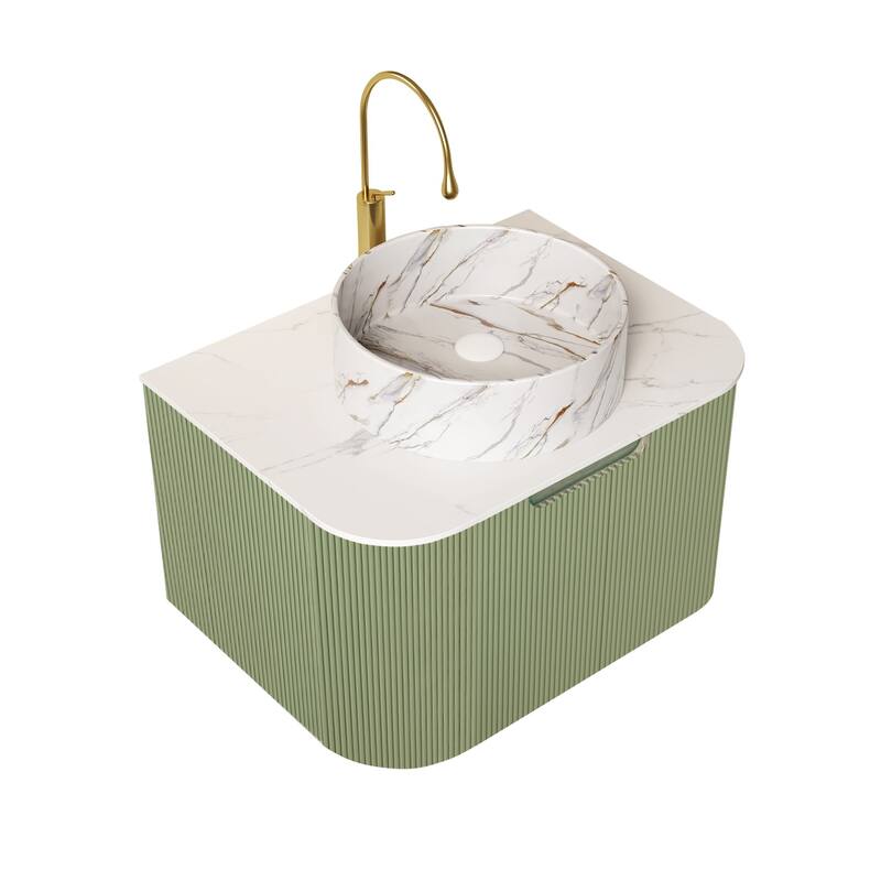 Wall Mounted Bathroom Vanity with Sink - 24" - Light Green
