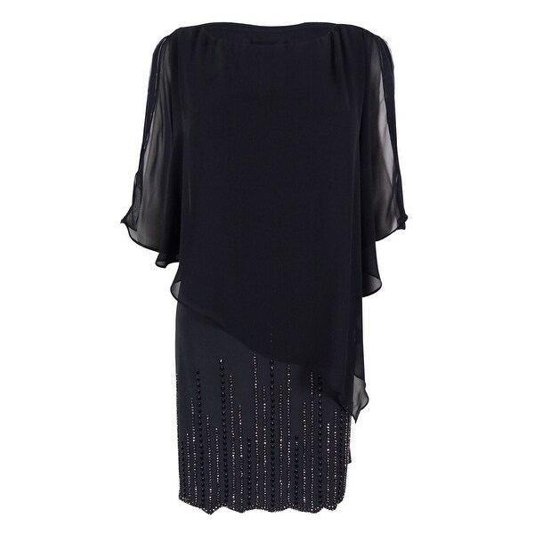 xscape chiffon overlay dress
