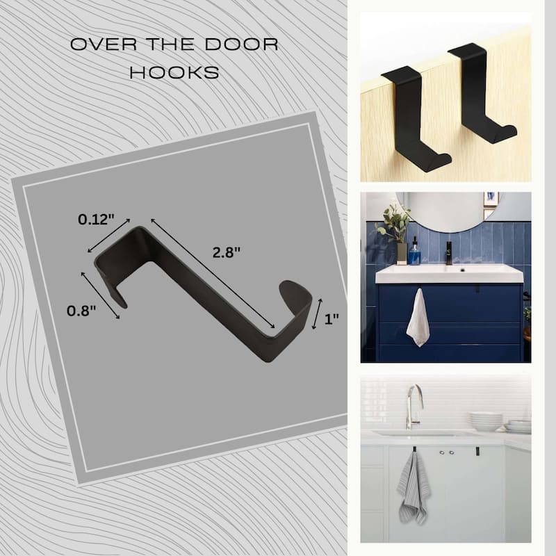 2 Stainless Steel Over the Door Hooks Space Saver Organizer 2 Pack