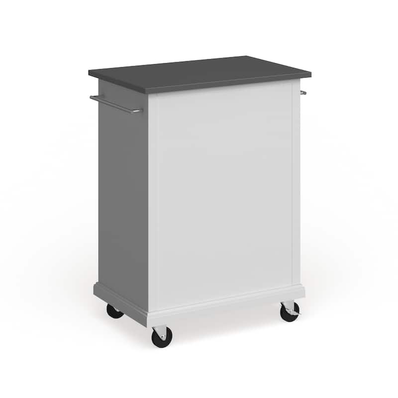 Crosley Compact White Wood Portable Kitchen Cart/ Island with Stainless Steel Top - 18"d x 31"w x 35.5"h