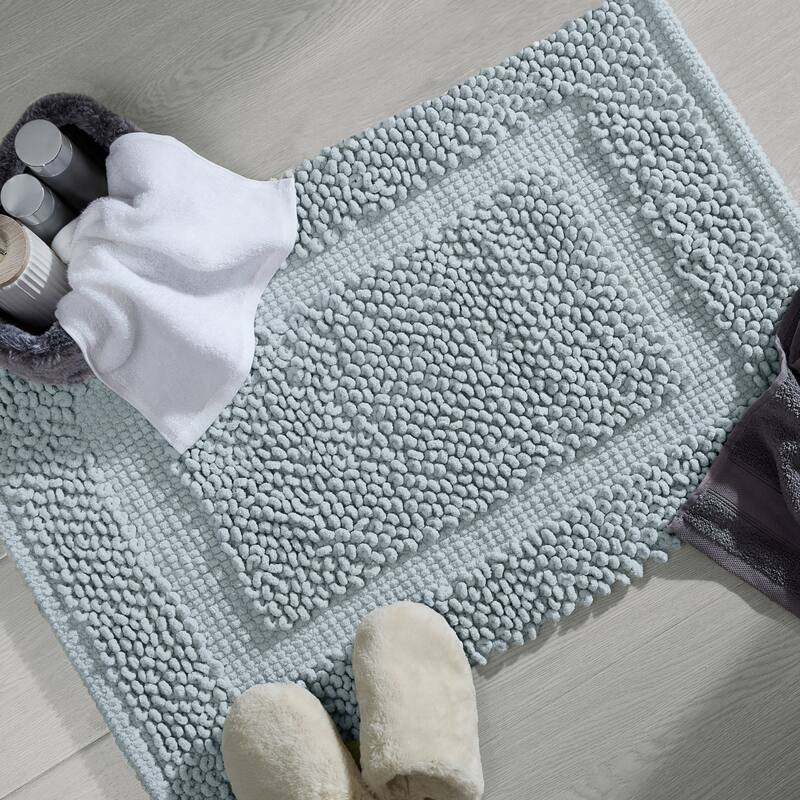 Sophie Border Ultra-plush Chenille Non-Slip Cotton Bath Mat (Set of 2)