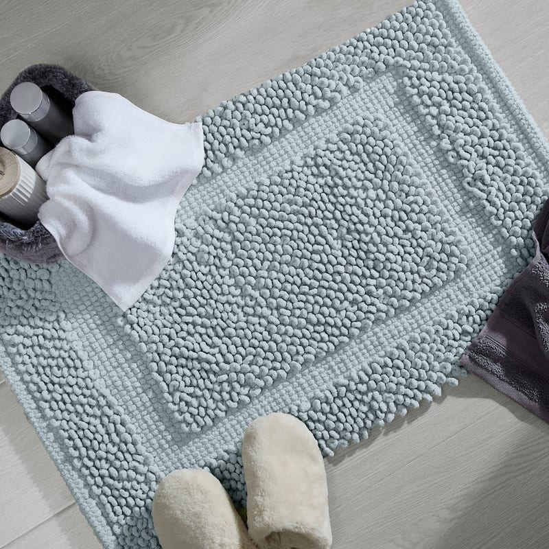 Sophie Border Ultra-plush Chenille Non-Slip Cotton Bath Mat