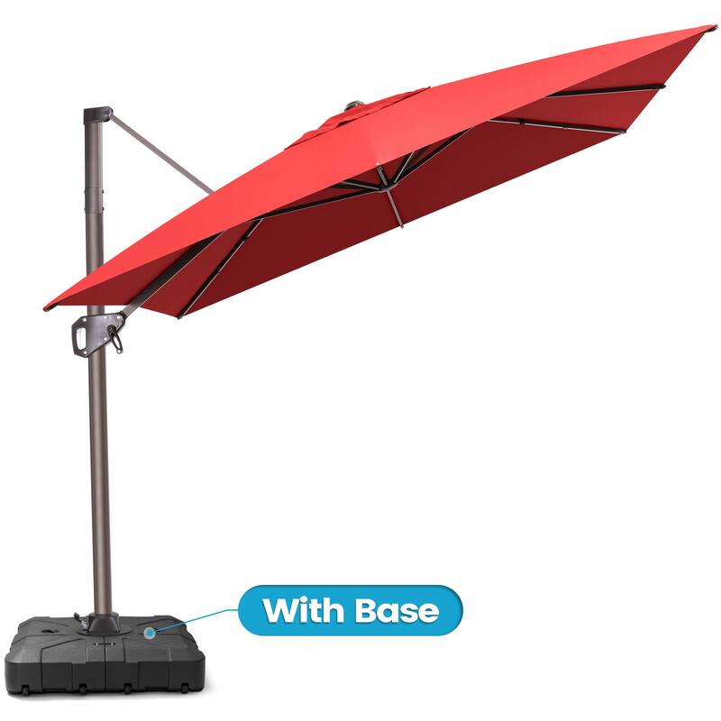 Outdoor 11 x 9 FT Patio 360 Degree Rotation Cantilever Umbrella with Base