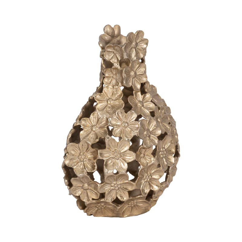 Aluminum Decorative Vase Floral Openwork Design Glam Style Modern