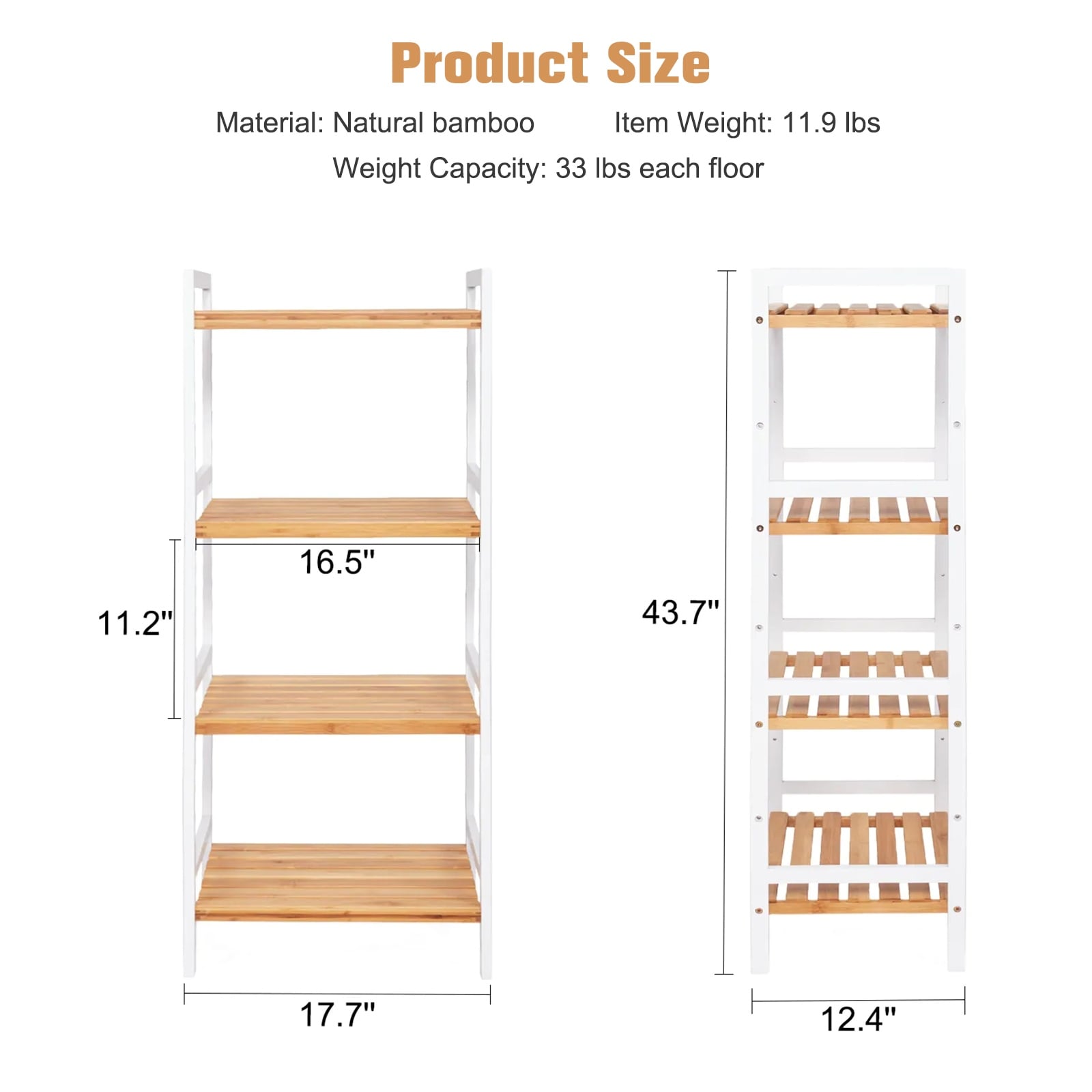 SONGMICS 100% Bamboo Bathroom Shelf 4-Tier Multifunctional Storage Rack Shelving