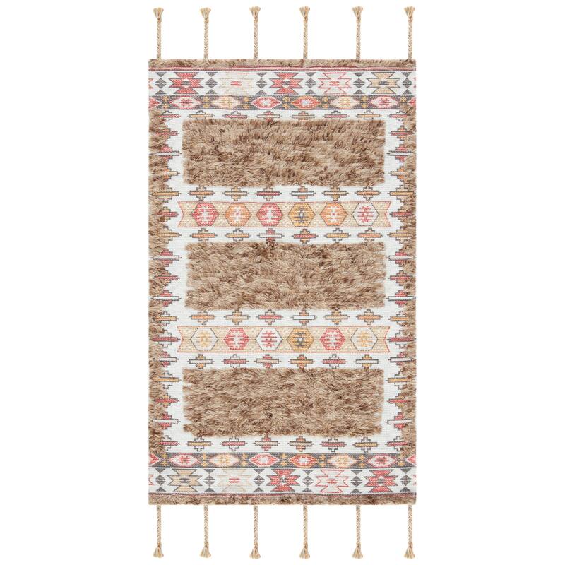 SAFAVIEH Saffron Margarita Southwestern Tribal Wool Rug - 4' x 6' - Taupe/Ivory