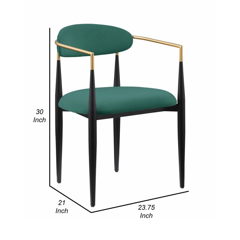 Black and Gold/Green Fabric Upholstered Metal Frame Dining Chair, Set of 2, Sturdy Dining Chair for Dining Rooms - 22.75