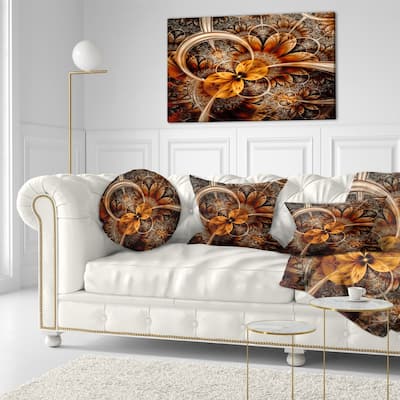 Designart "Dark Orange Fractal Flower" Abstract Canvas Art Print