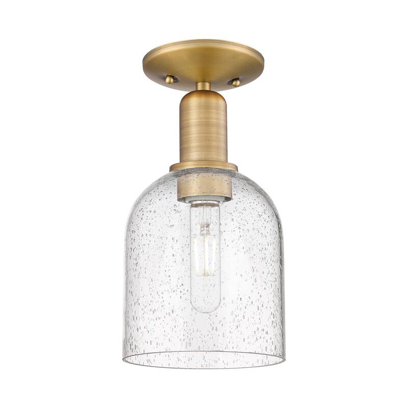 Innovations Lighting Endless Possibilities Arcadia - Bella - 1 Light 6" Semi-Flush Mount - Brushed Brass/Seedy