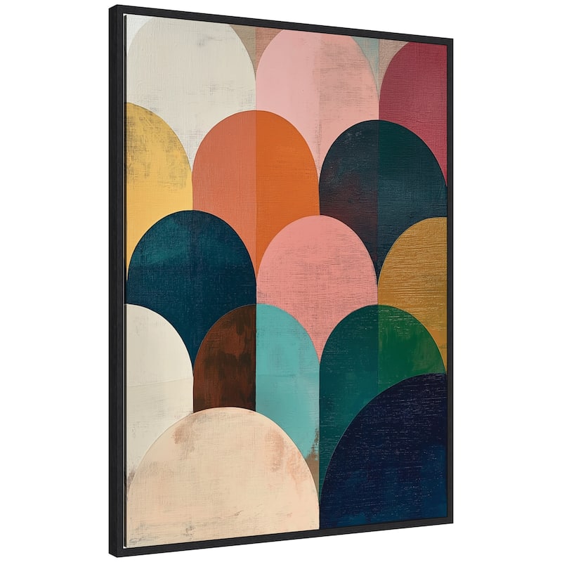 Kate and Laurel Sylvie Minimalist Geometric Abstract Jewel Tone Framed Canvas by The Creative Bunch Studio - 28x38 - Black
