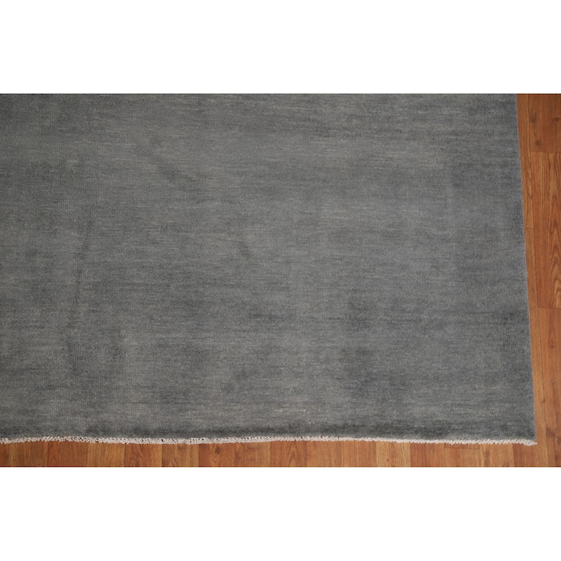 Hand Knotted Oriental 100% Wool Carpet Modern Solid Greys & Charcoal Gabbeh Area Rug - 13' 3'' X 10' 3''