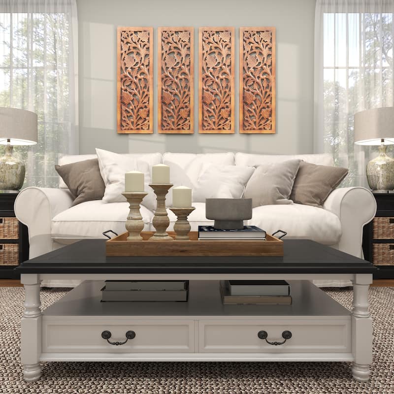 MDF Traditional Wall Decor Floral and botanical 36 x 12 x 1w