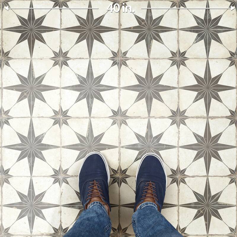Merola Tile Kings Star Supernova Nero 17-3/4" x 17-3/4" Porcelain Floor and Wall Tile