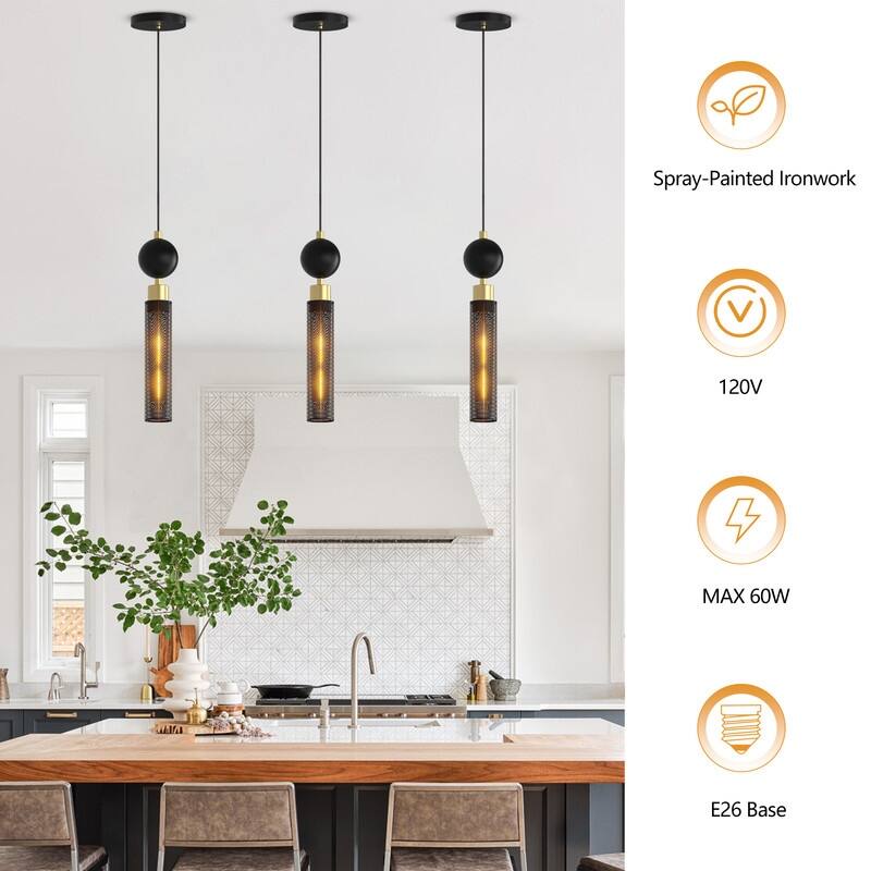 Modern Black Pendant Lights, Adjustable Hanging Lights For Kitchen Island, Dining Room, Or Bedroom (Set Of 3)