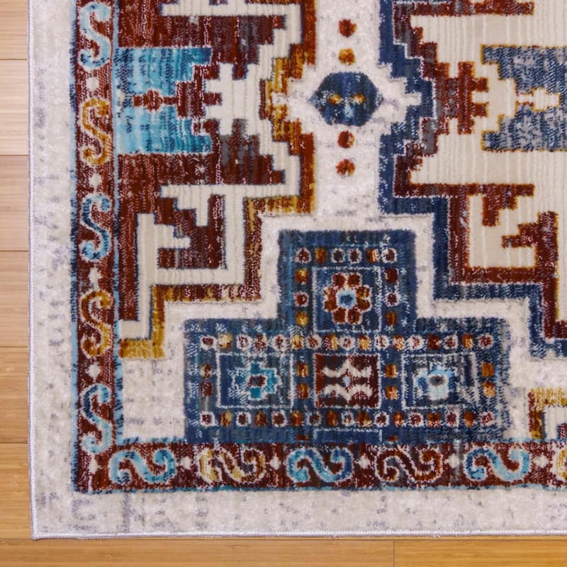 Gertmenian Reyes Corda Southwestern Geometric Grey/Rust/Teal Medallion Area Rug