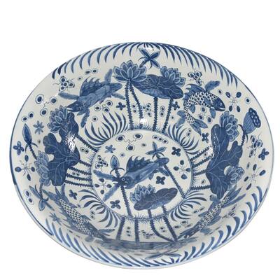 Blue & White Fish Bowl Large - 26x26x11