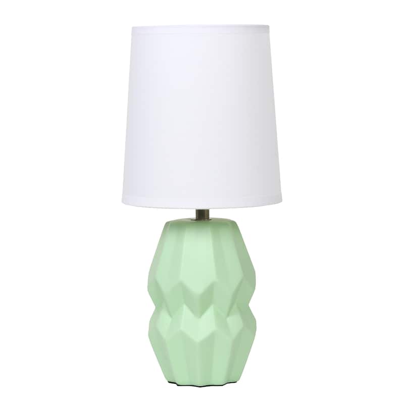 Ceramic Geometric Table Lamp with Fabric Shade for Bedroom - 6 x 6 x 13 in. (L x W x H) - Sage Green