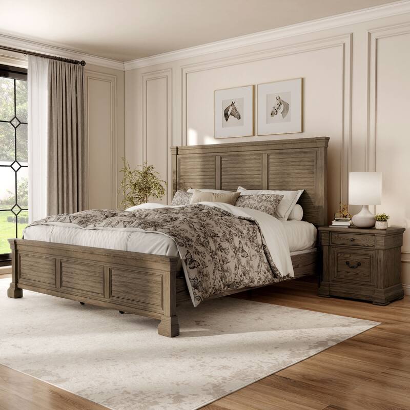Furniture of America Wacine 2-Piece Weathered Grey Wood Panel Bedroom Set - Eastern King