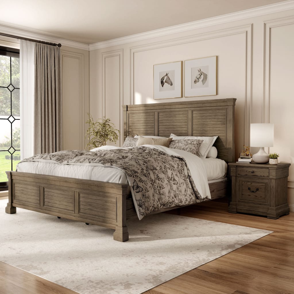 Furniture of America Wacine 2-Piece Weathered Grey Wood Panel Bedroom Set