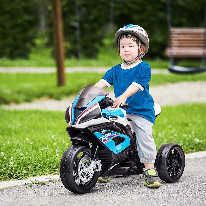 Electric Motorcycle with 2 Training Wheels, 6V Kids Motor Vehicle Toy with Headlights, Exclusive Child Car with Horn - Blue