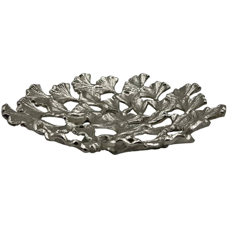 11.5 Inch Wide Decorative Handmade Aluminum Leaf Platter - 11.5 x 11.5 x 2 in