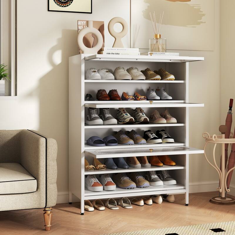 Entryway Shoe Storage Cabinet with 3/4 Flip Doors, Shoe Rack Organizer for Hallway