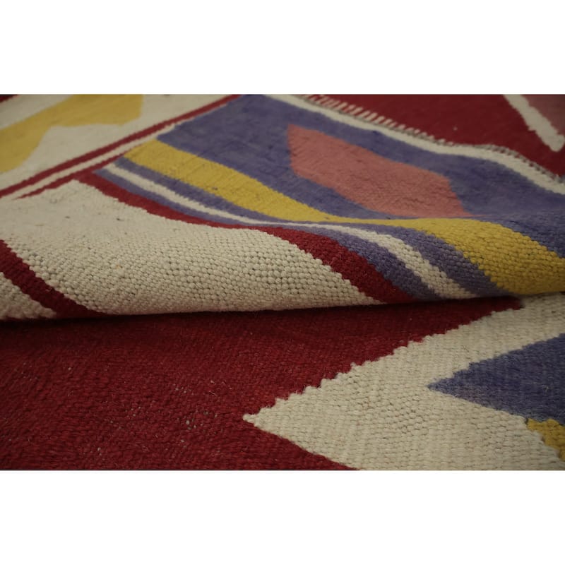 Hand Woven Oriental 100% Wool Carpet Southwestern Modern Multi-Colored Kilim Area Rug - 9' 8'' X 9' 7''