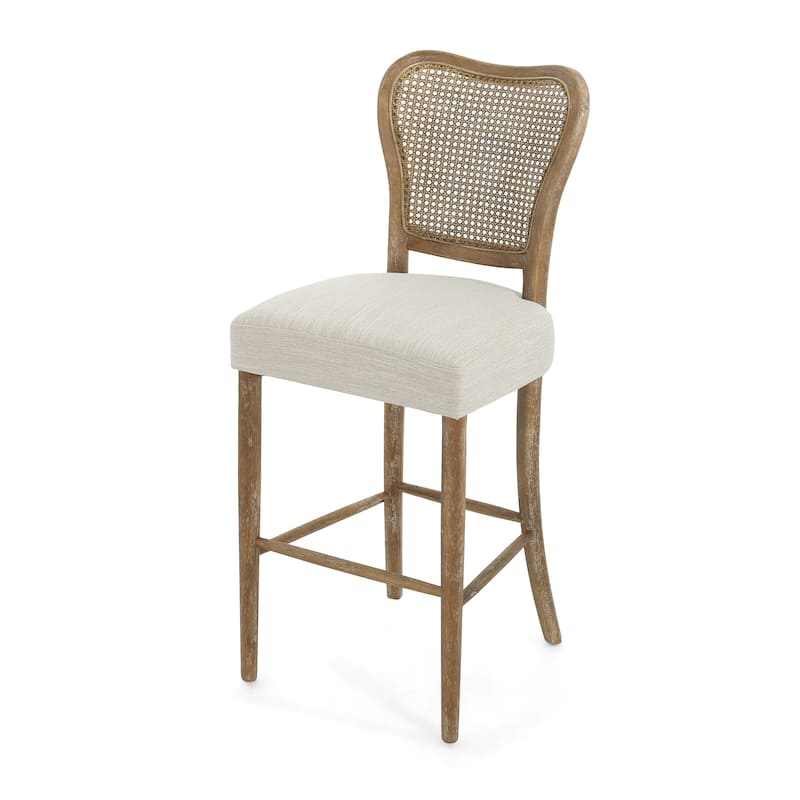 Roomfitters Rattan Back Counter Height Chair Set of 2, Rustic Farmhouse Style Seating, Natural