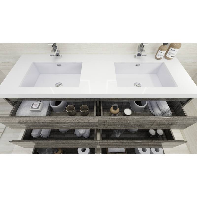 Aron 60'' Freestanding Vanity with Double Reinforced Acrylic Sink