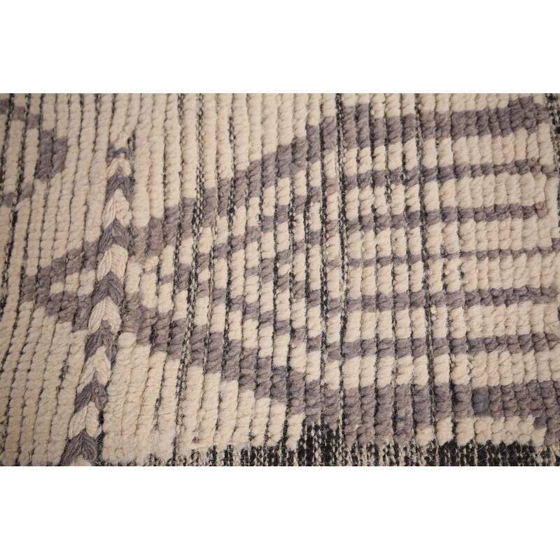 Modern Geometric Moroccan Large Area Rug Hand-Knotted Wool Carpet - 10'0"x 17'11"