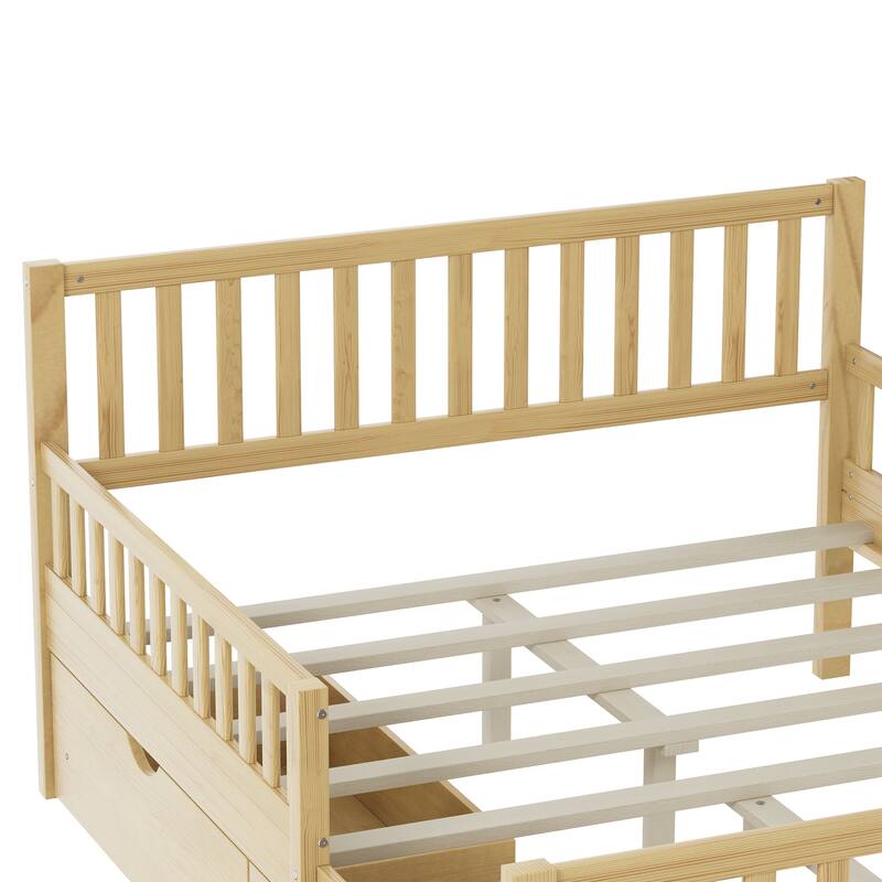 Classic Wooden Platform Bed with Dual Guardrails by Harper&Bright Designs