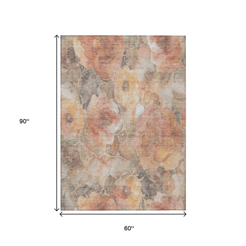 HomeRoots Floral Transitional Rectangle Outdoor Rug