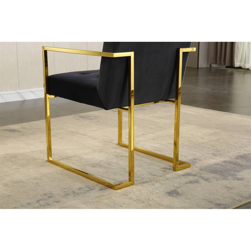 Velvet Dining Chair Tufted Design and Silver Finish Stainless Base