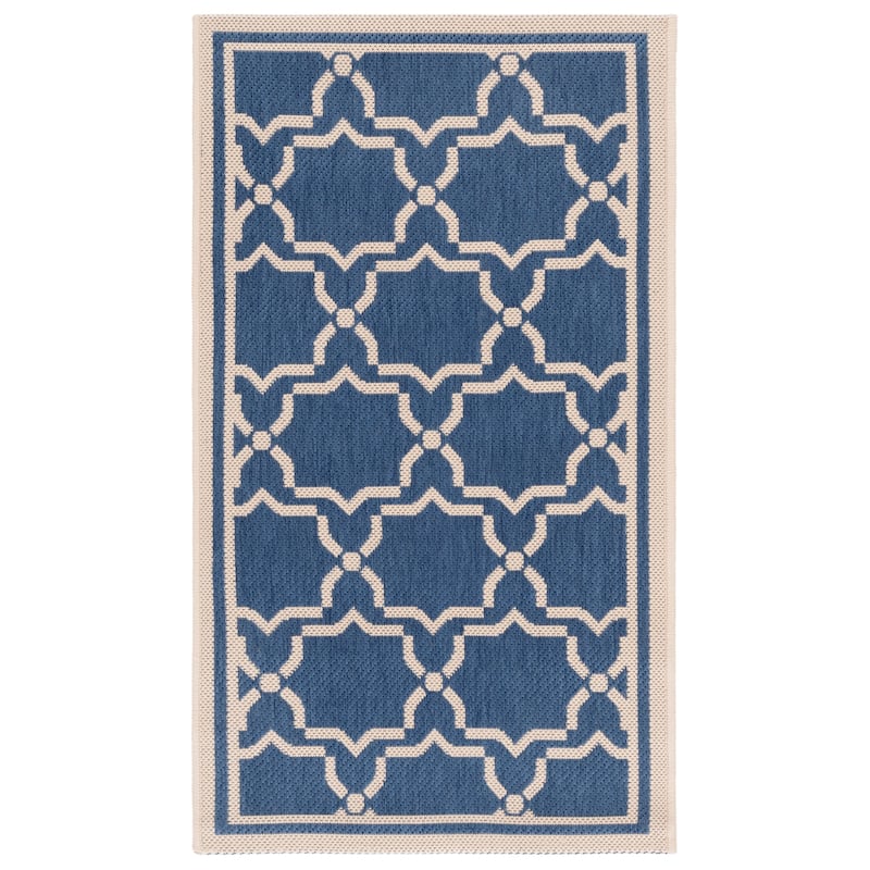 SAFAVIEH Courtyard Gulsin Indoor/ Outdoor Waterproof Patio Backyard Rug - 2' x 3'7" - Blue/Beige