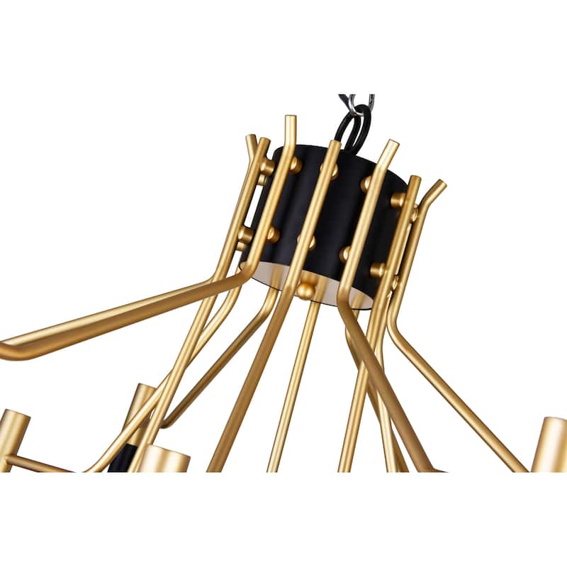 Corna 12 Light Down Chandelier With Matte Black & Satin Gold Finish - Matte Black