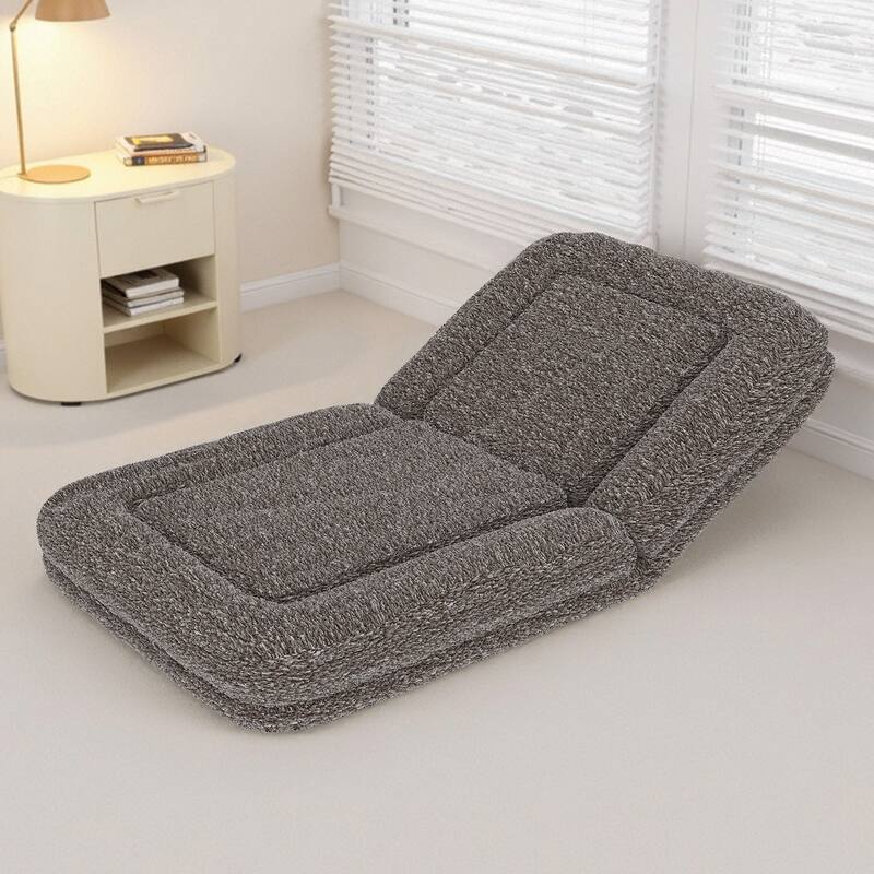 Folding Sofa Chair with 5 Adjustable Positions Plush Floor Lounge Chair for Gaming, Meditation, and Relaxation - Brown