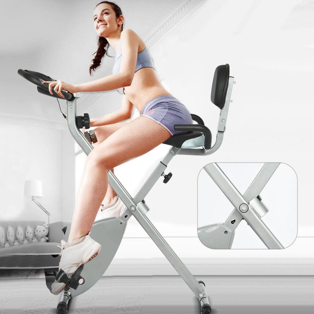 Bike Home Office With Backrest Foldable Exercise Bike